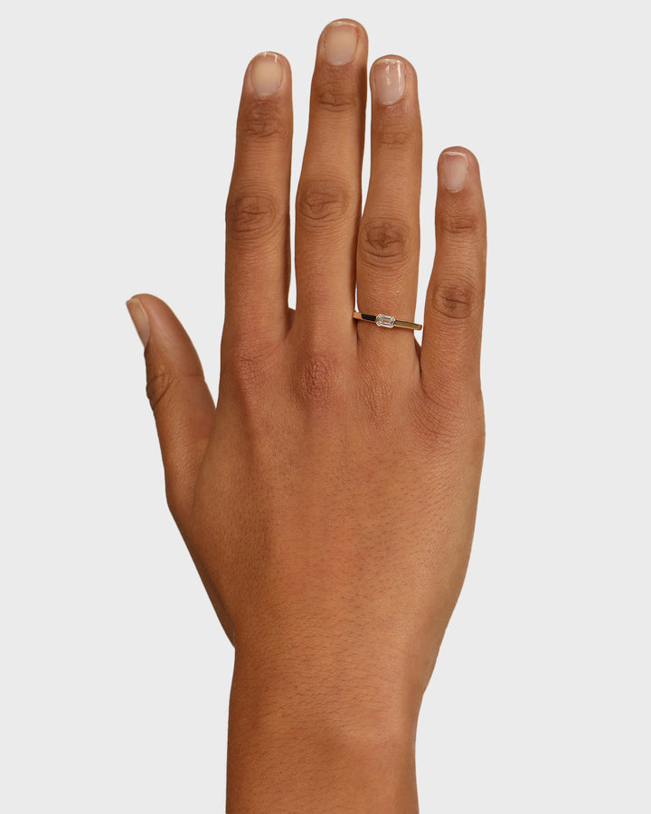 0.40 TCW Emerald  Lab Grown Diamond Minimalist Ring