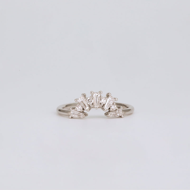 0.48 TCW Tapered Baguette & Round Lab Grown Diamond Cluster Wedding Band