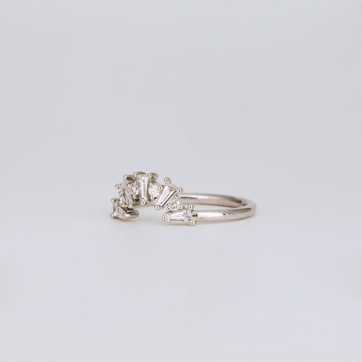 0.48 TCW Tapered Baguette & Round Lab Grown Diamond Cluster Wedding Band