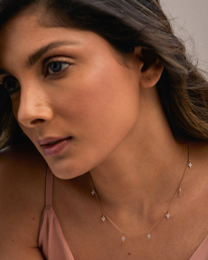 Dangling Diamond Moissanite Kite Drop Necklace