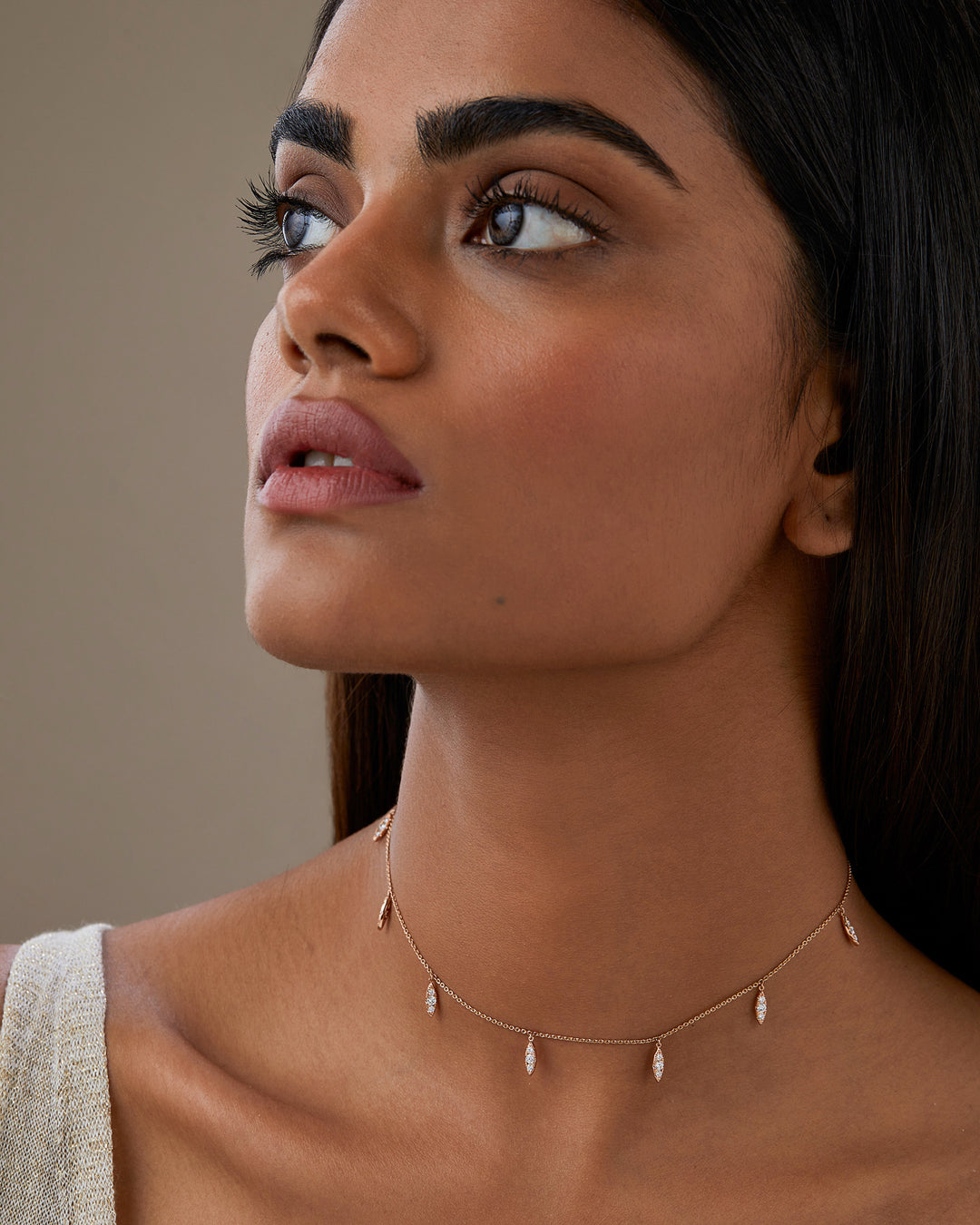 Dangling Diamond Moissanite Leaf Drop Necklace For Women