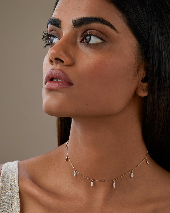 Dangling Diamond Moissanite Leaf Drop Necklace For Women