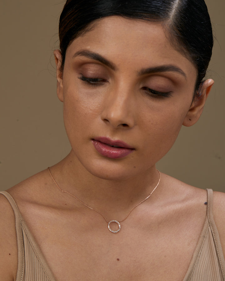 Baguette Cut Diamond Moissanite Circle Necklace (Medium)