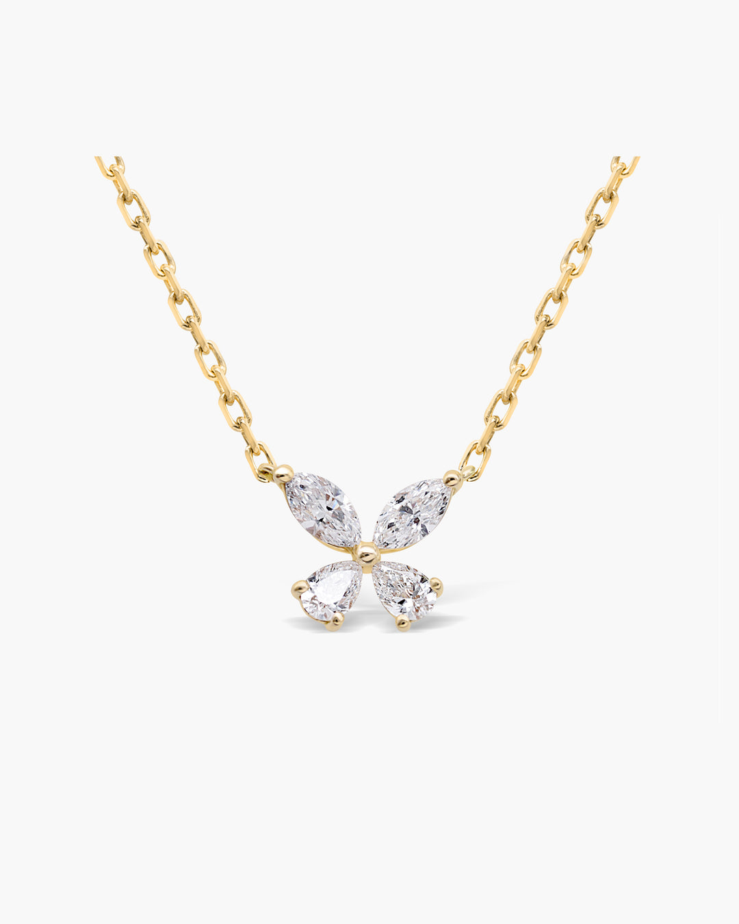 Round Cut Moissanite Interlocked Gold & Diamond Paperclip Link Necklace