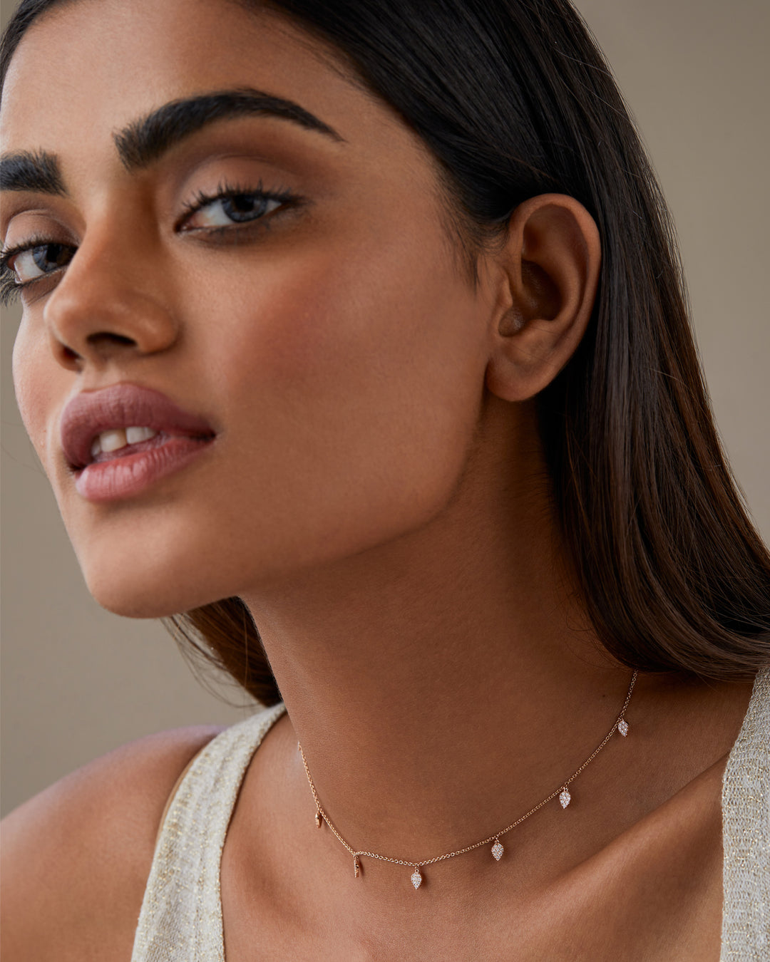 Dangling Diamond Moissanite Pear Drop Necklace For Women