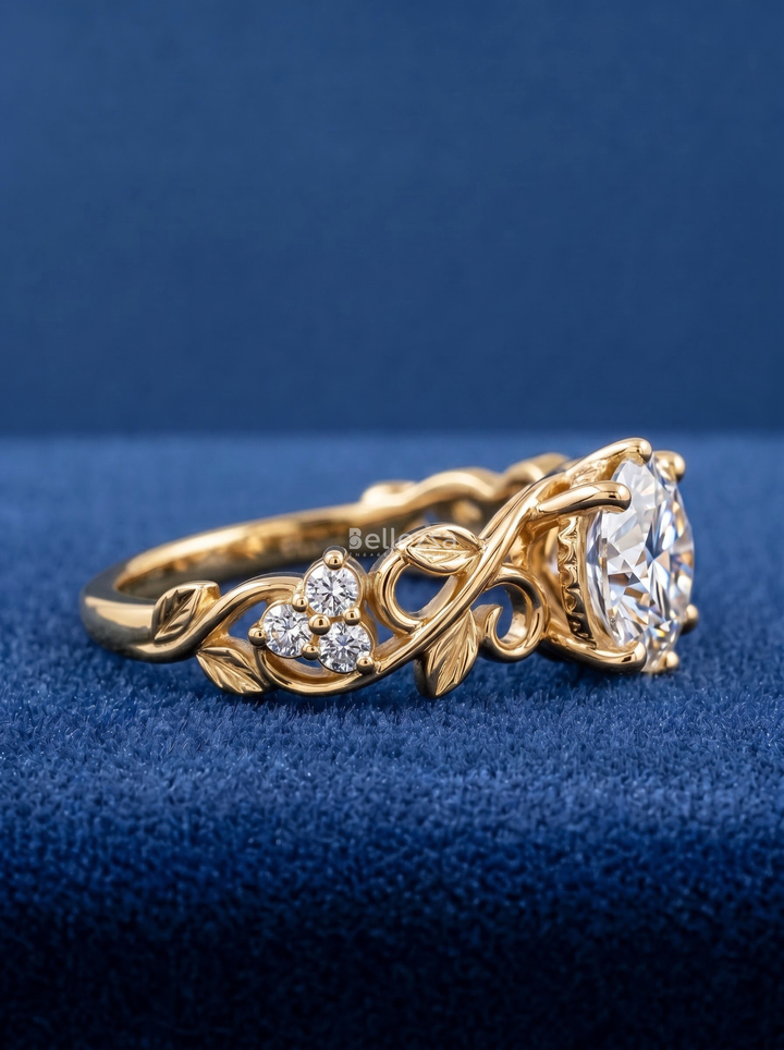 1.00CT Nature Inspired Round Diamond Engagement Ring For Her