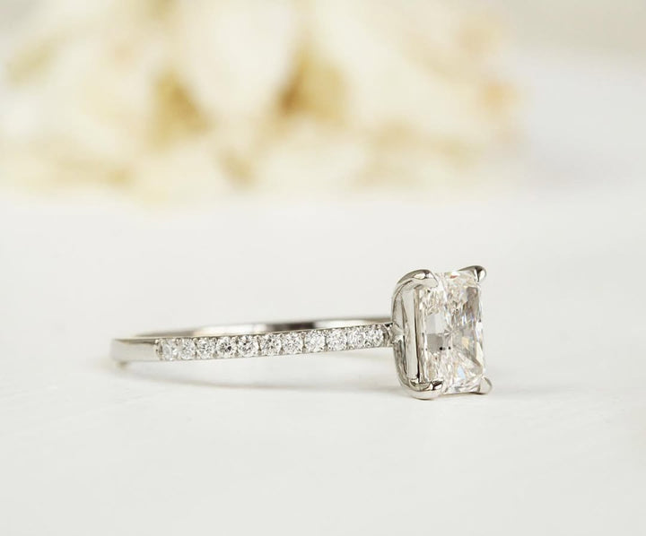 1.5-3.50 CT Radiant  Lab Grown Diamond Pave Style Engagement Ring