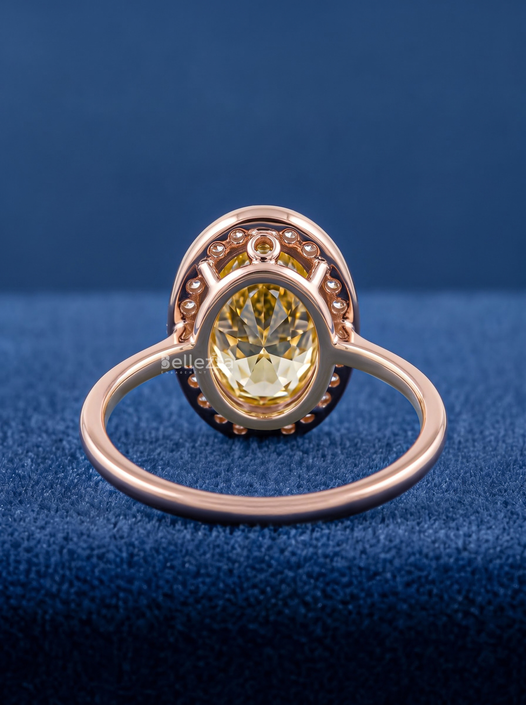 2.0CT Yellow Oval Lab Grown Diamond Halo Engagement Ring