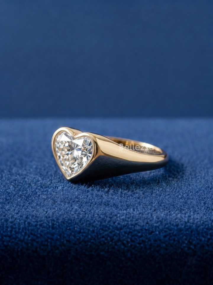 2.50CT Heart Lab Grown Diamond Bezel Set Engagement Ring