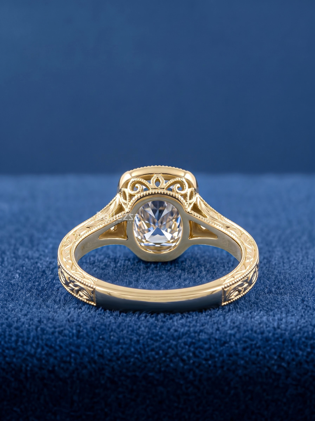2.50CT Cushion Lab Grown Diamond Engraved Milgrain Engagement Ring