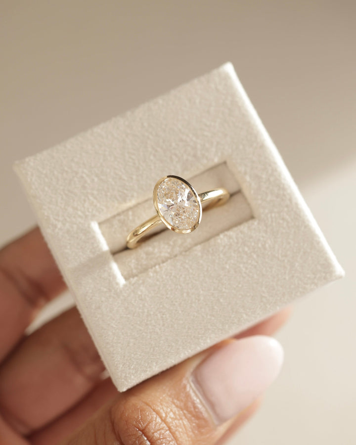 1.50 CT Oval Cut Bezel Solitaire Moissanite Engagement Ring