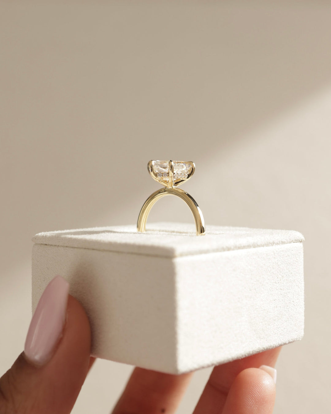 2.0CT Kite Cut Diamond Hidden Halo Moissanite Engagement Ring