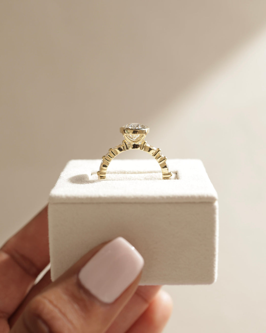 2.50CT Oval Cut Bezel Pave Setting Moissanite Engagement Ring