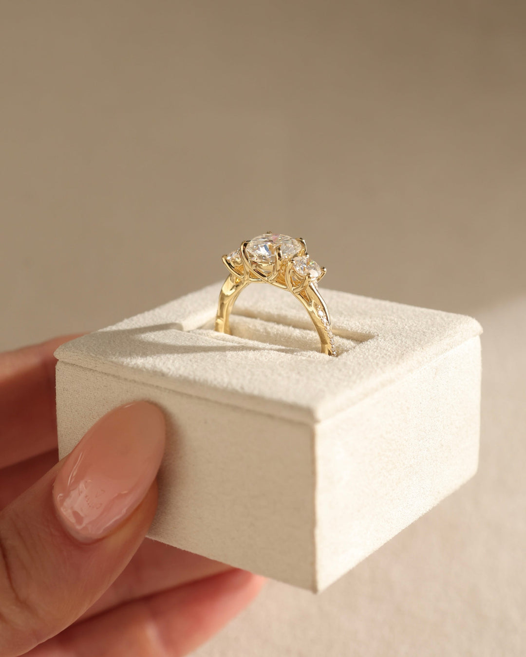 1.50 CT Round Brilliant Three Stone Moissanite Engagement Ring