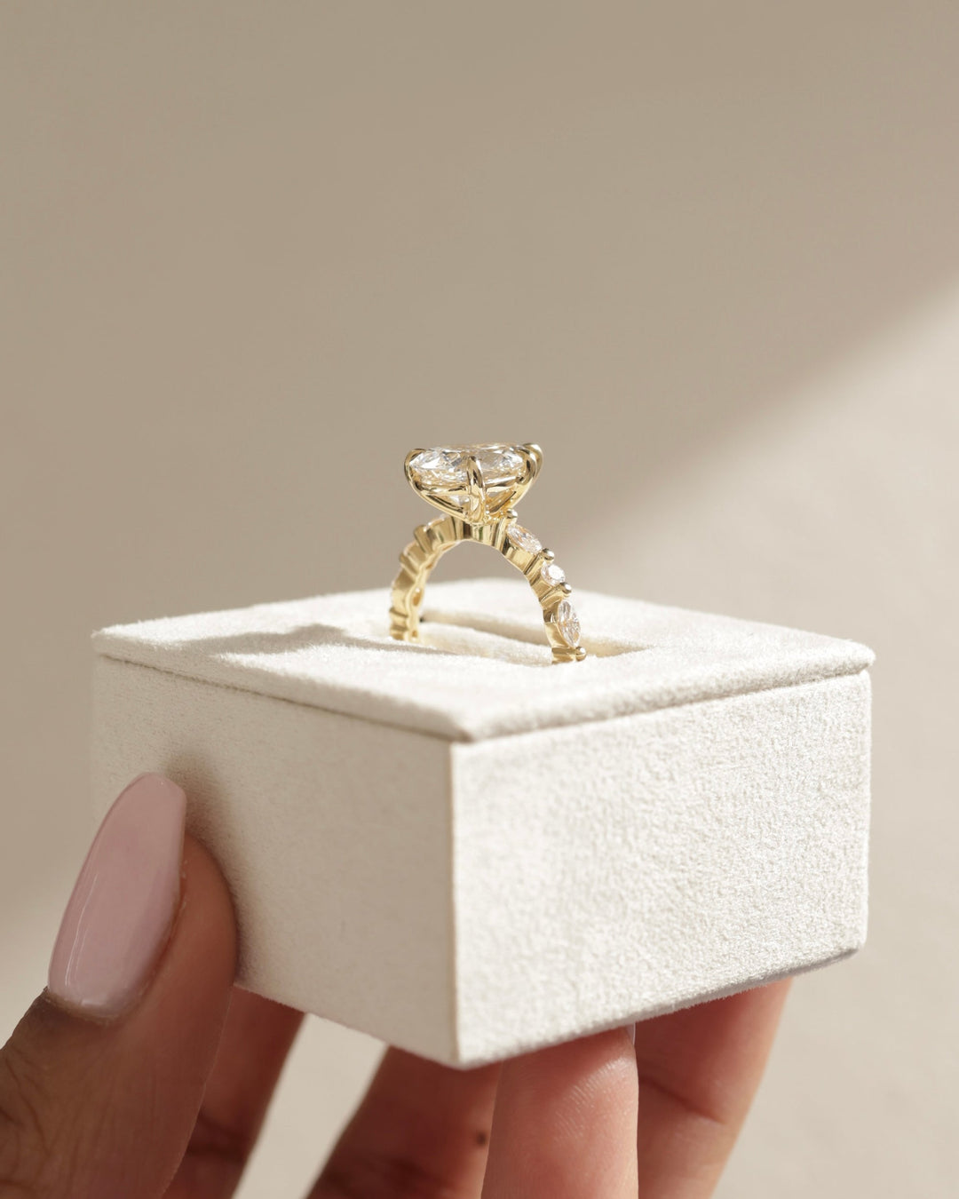 2.0 CT Pear Cut Hidden Halo Pave Setting Moissanite Wedding Ring