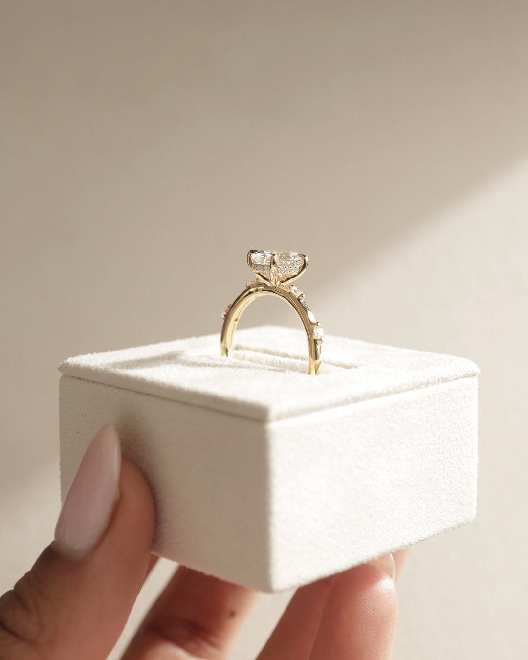 1.0 CT Oval Cut Hidden Halo Moissanite Engagement Ring