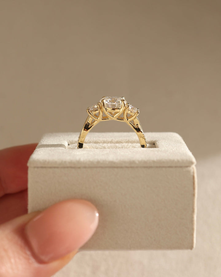 1.50 CT Round Brilliant Three Stone Moissanite Engagement Ring