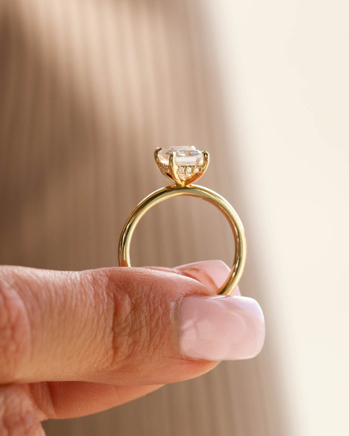 1.86-3.50 CT Emerald Hidden Halo Lab Grown Diamond Engagement Ring