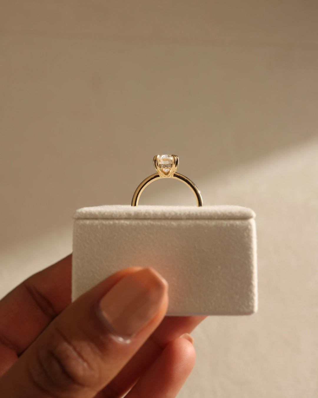 1.0 CT Oval Cut Hidden Halo Moissanite Engagement Ring