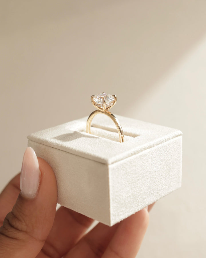 1.0 CT Cushion Cut Hidden Halo Moissanite Engagement Ring