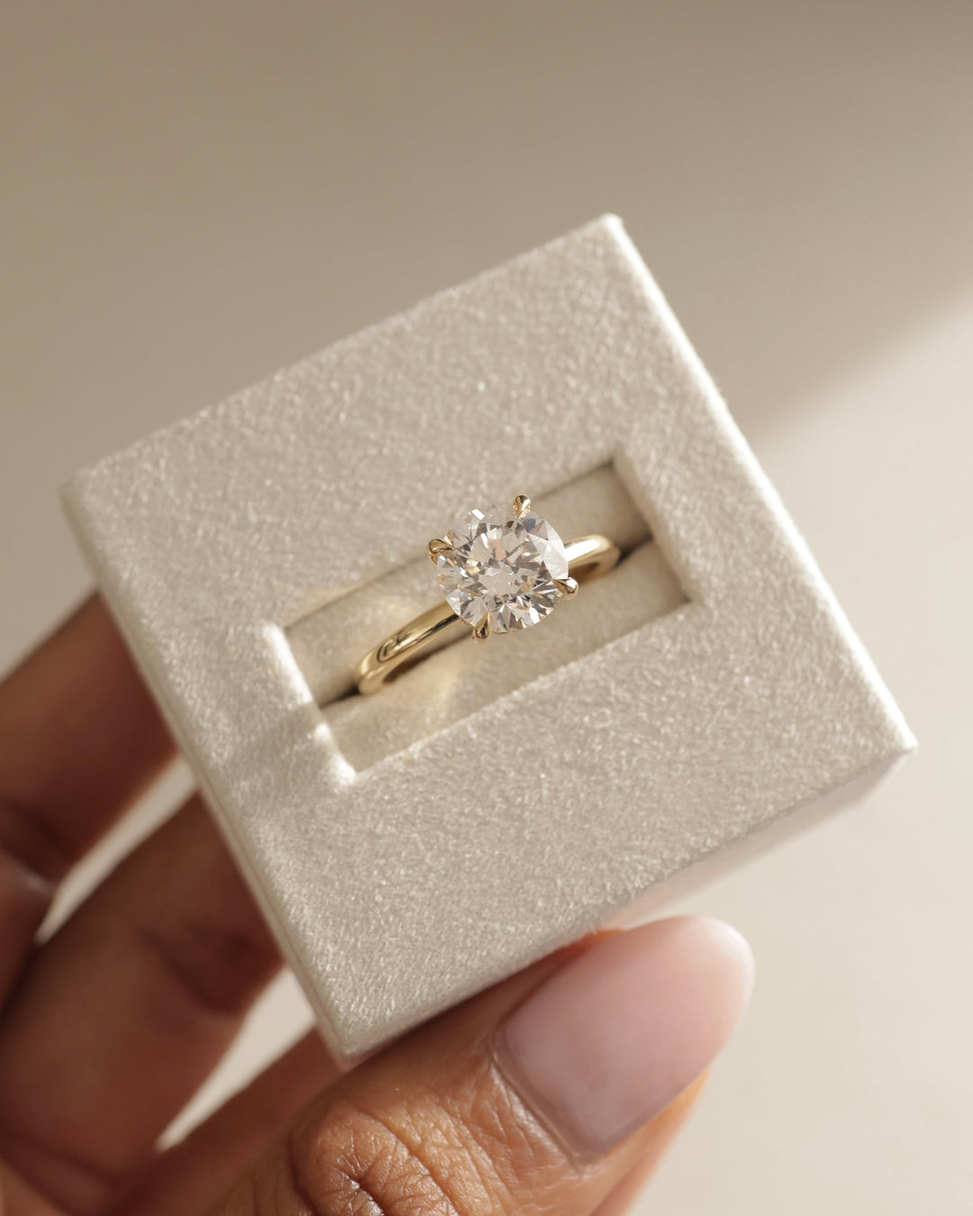 1.0 CT Round Brilliant Cut Hidden Halo Moissanite Engagement Ring