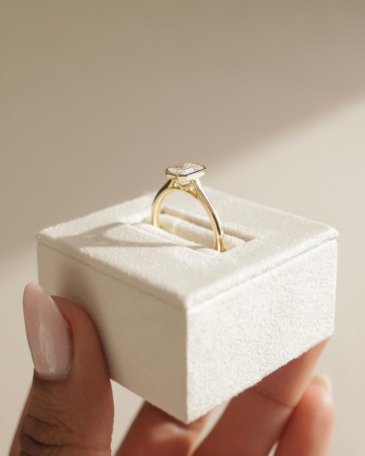 1.0 CT Emerald Cut Bezel Setting Solitaire Moissanite Engagement Ring