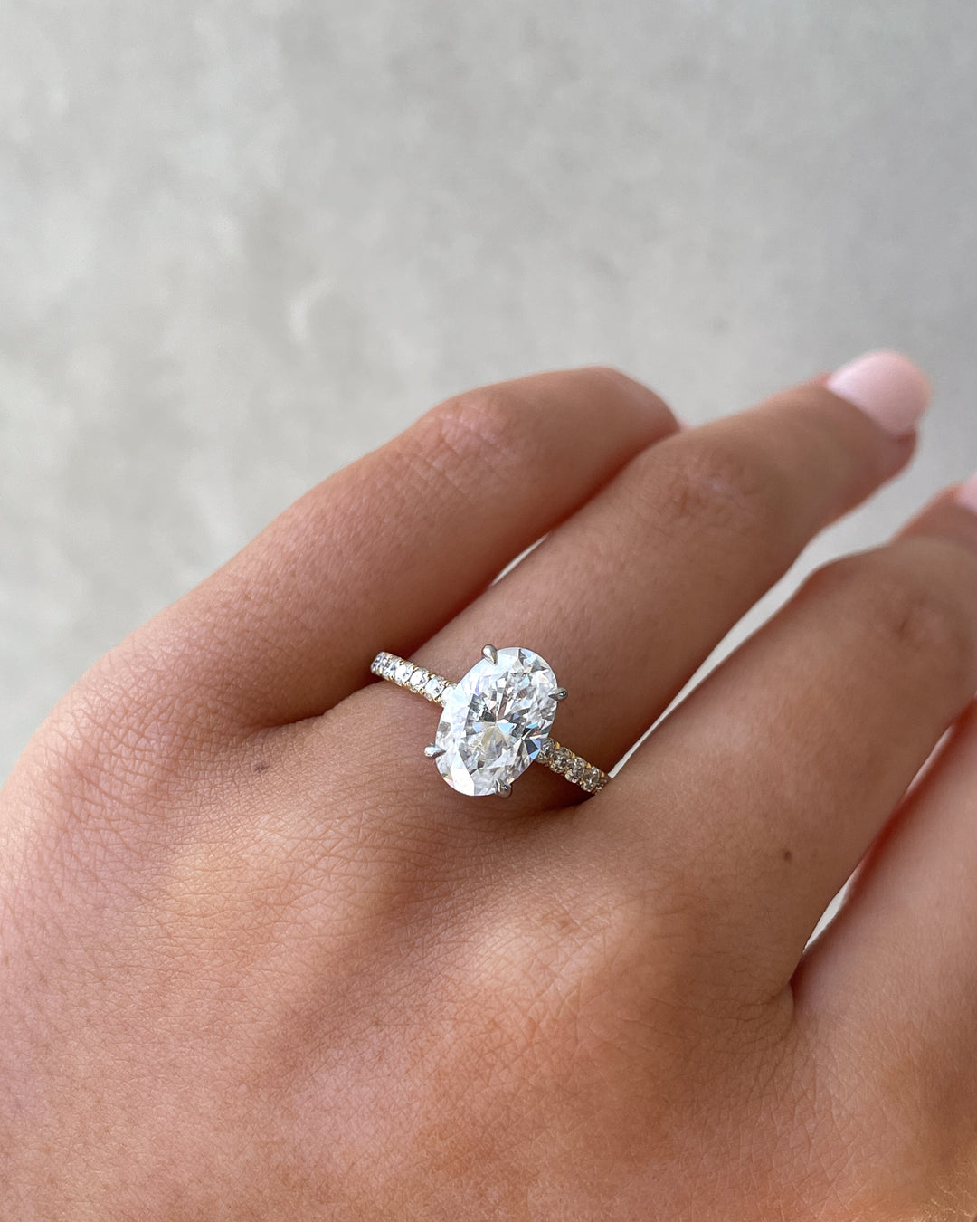 1.50 -3.50  CT Oval Hidden Halo Lab Grown Diamond Engagement Ring