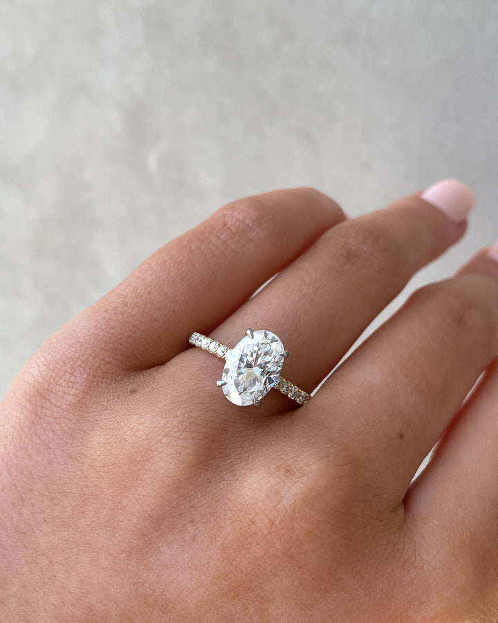 1.50 -3.50  CT Oval Hidden Halo Lab Grown Diamond Engagement Ring