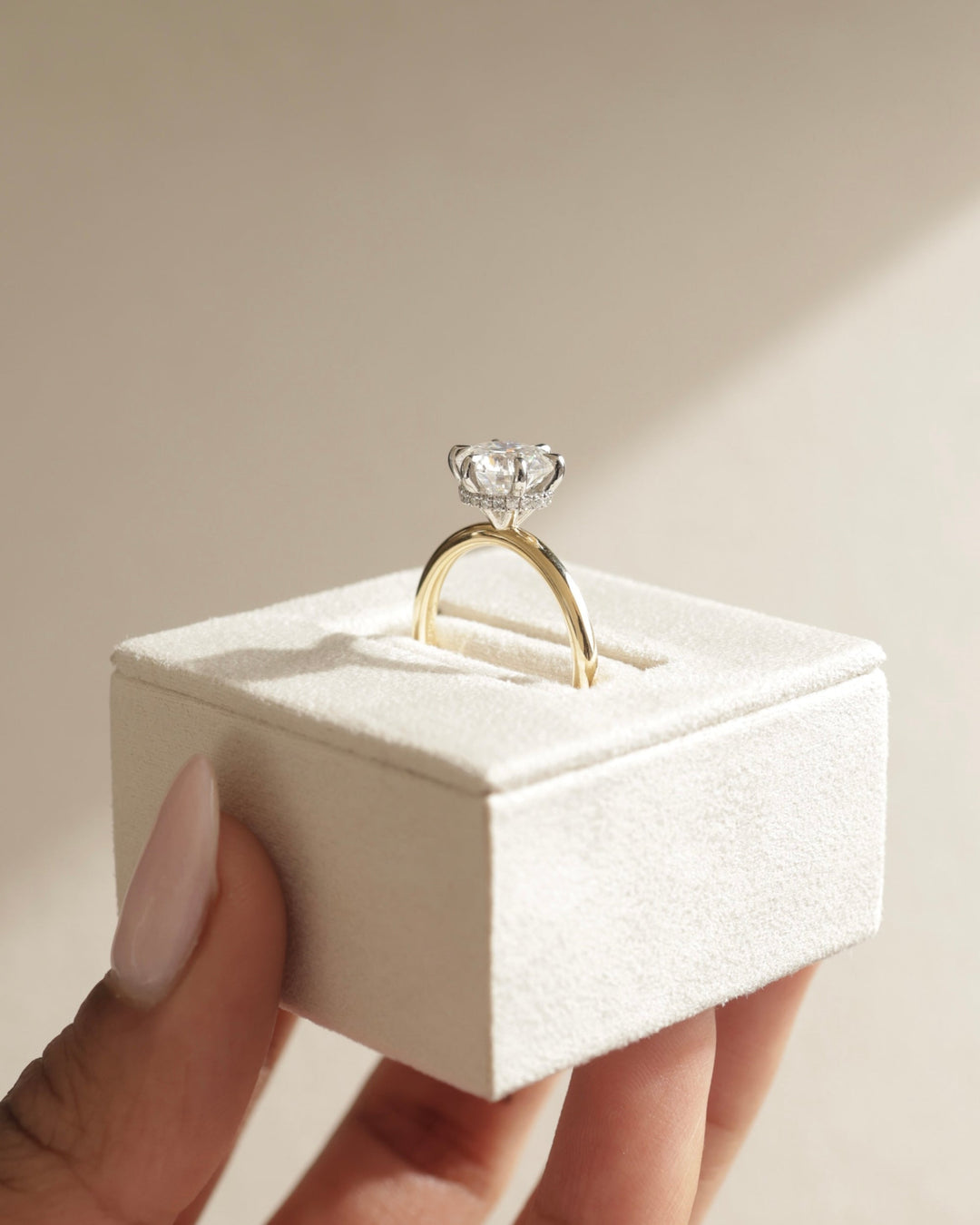 1.0 CT Round Brilliant Hidden Halo Moissanite Engagement Ring