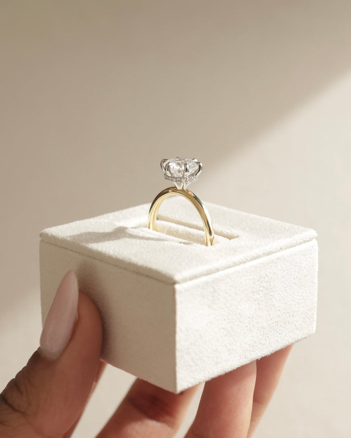 1.0 CT Round Brilliant Hidden Halo Moissanite Engagement Ring