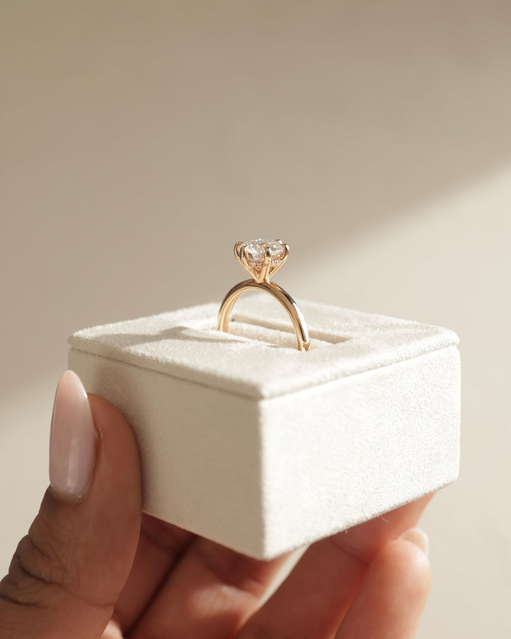 1.0 CT Round Brilliant Hidden Halo Moissanite Engagement Ring