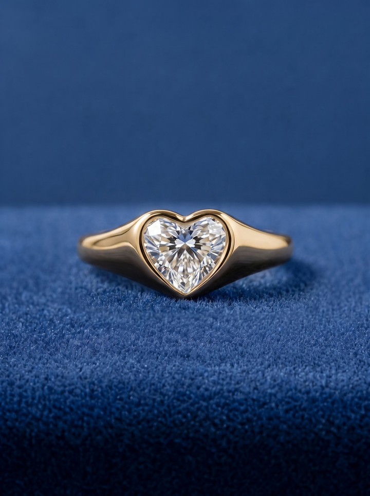 2.50CT Heart Lab Grown Diamond Bezel Set Engagement Ring