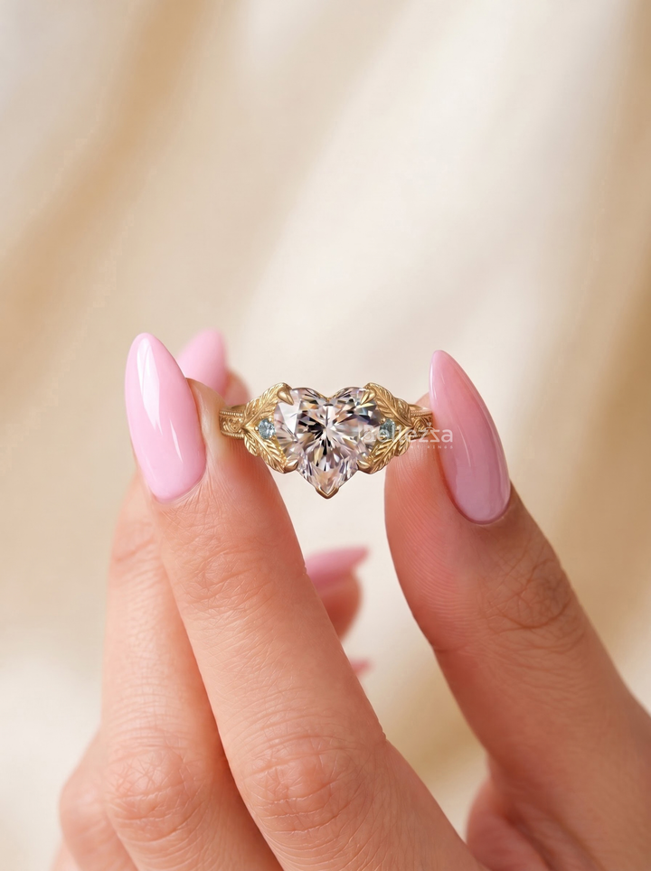 2.50 CT Vintage Heart shape Lab Grown Diamond Engagement Ring