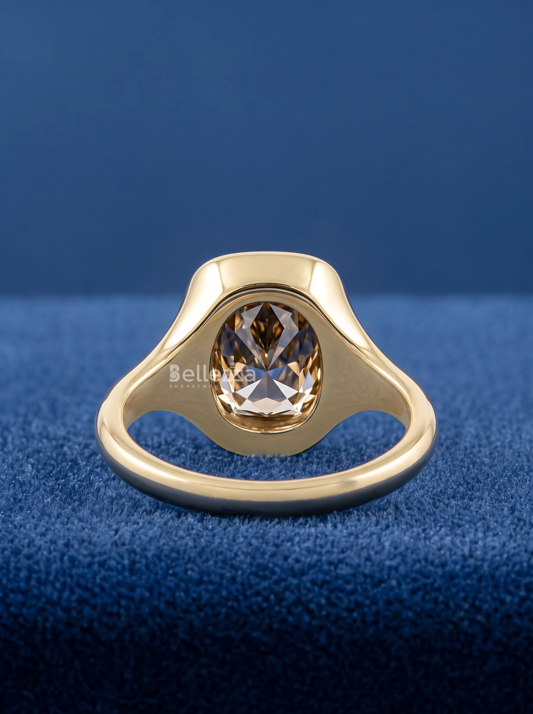 2.50CT Champagne Cushion Diamond Bezel Engagement Ring