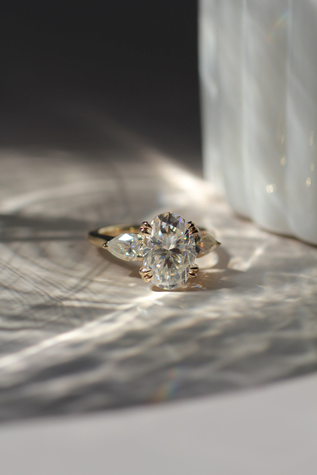 1.5-3.50 CT Oval Diamond Three Stone Engagement Ring