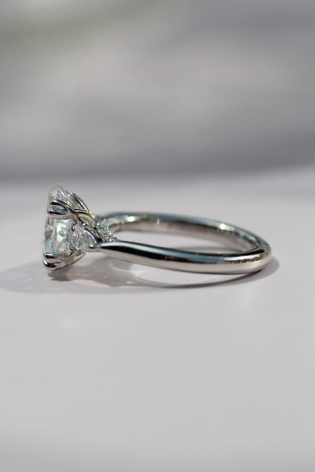 1.50-3.50 CT Oval Diamond Three Stone Engagement Ring