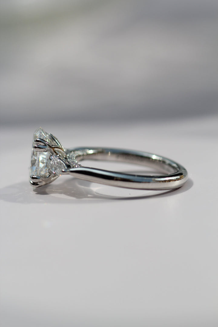 1.50-3.50 CT Oval Diamond Three Stone Engagement Ring