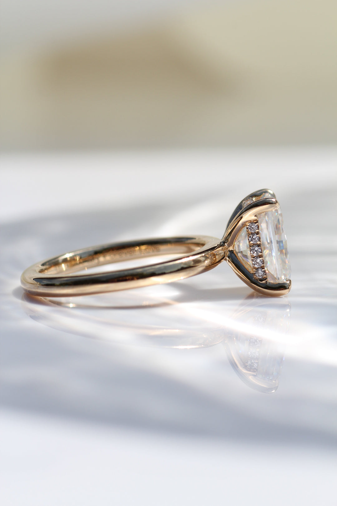1.50-3.50 CT Radiant Diamond Hidden Halo Engagement Ring