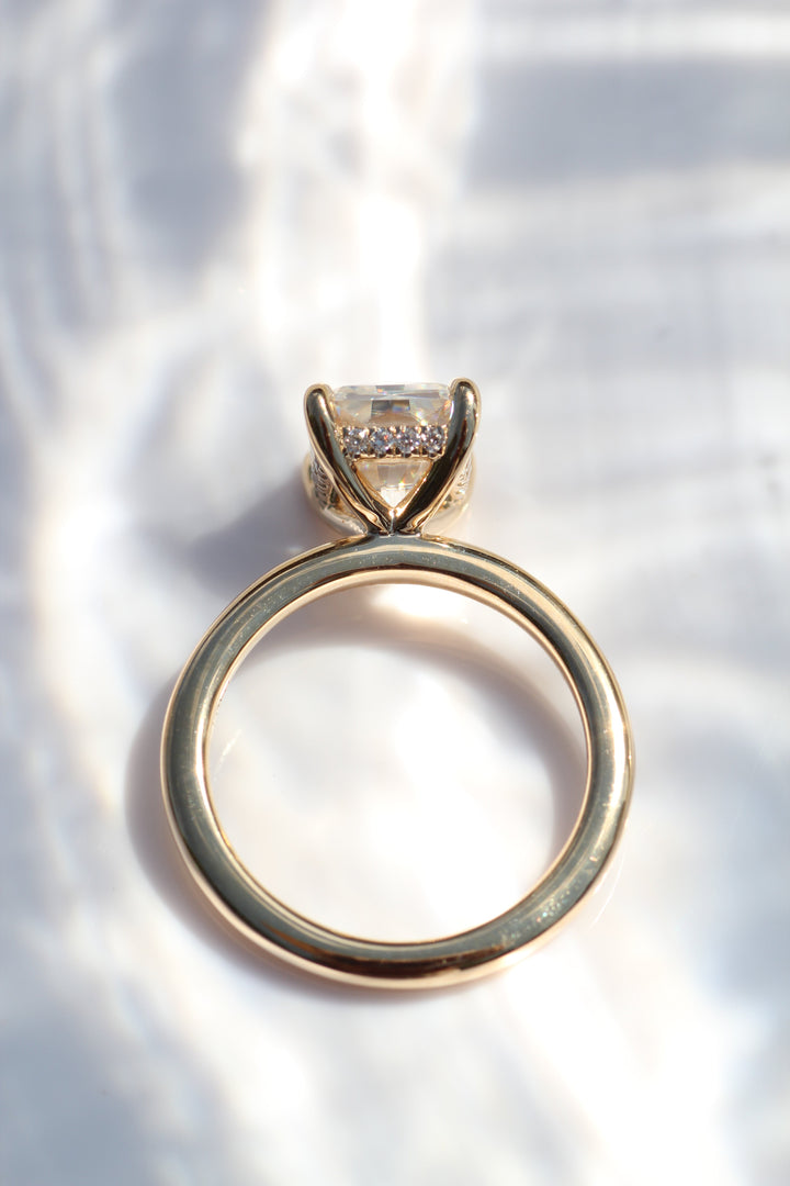 1.50-3.50 CT Radiant Diamond Hidden Halo Engagement Ring