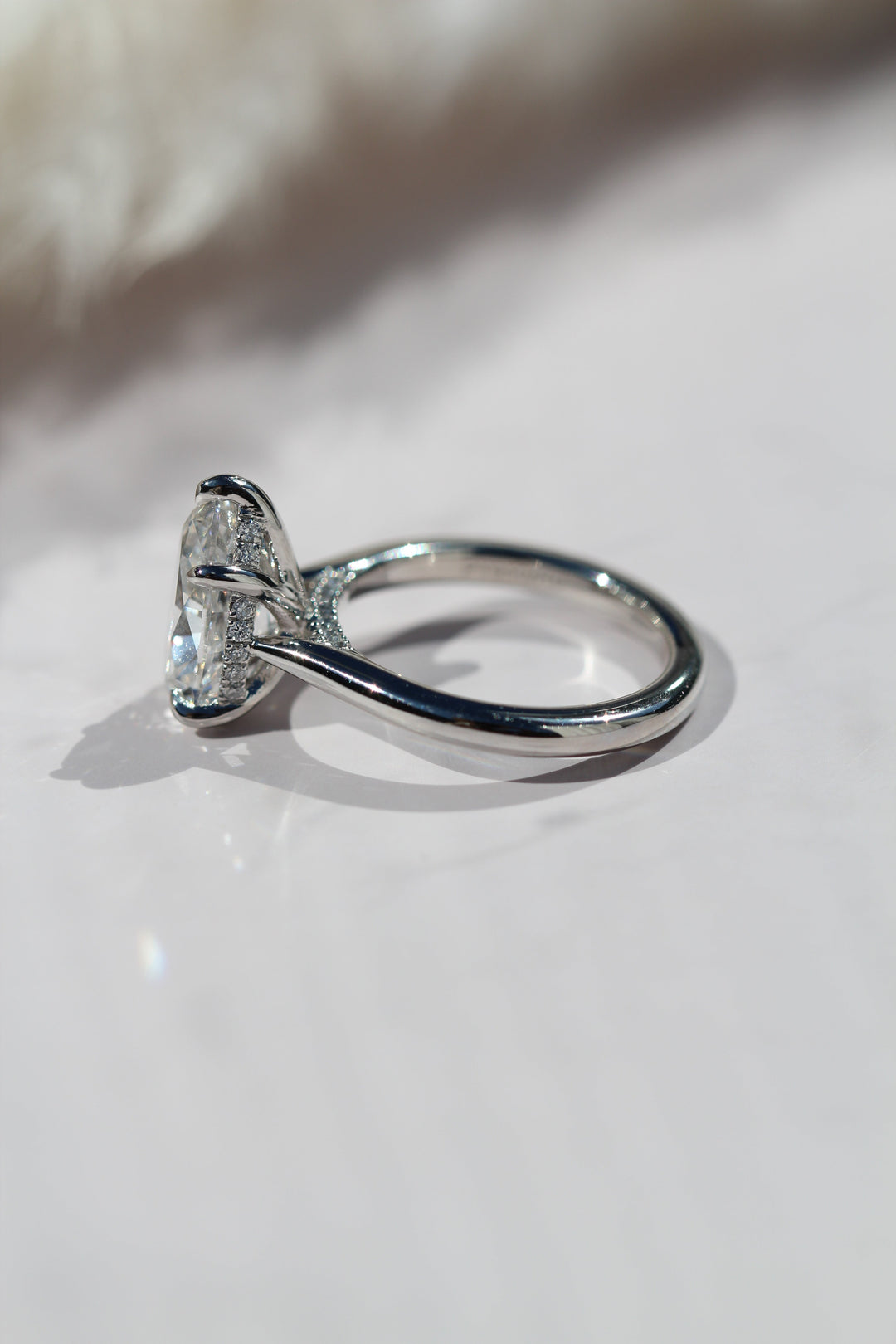 1.0 -3.0 CT Pear Diamond Hidden Halo Engagement Ring