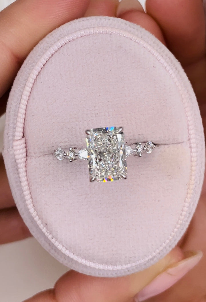2.0 CT-4.0 CT Radiant Diamond Engagement Ring With Dainty Setting
