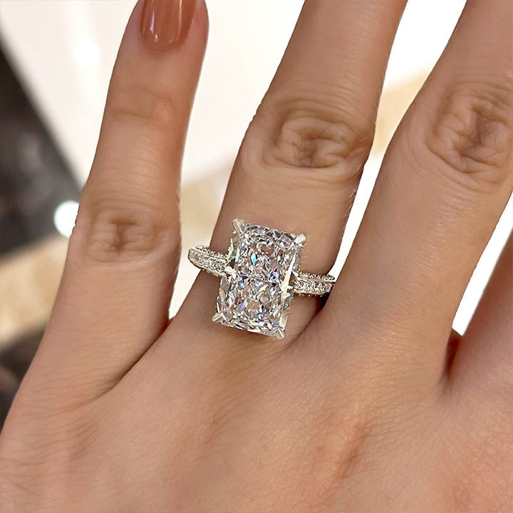 2.0-7.0 CT Radiant Hidden Halo Lab Grown Diamond Engagement Ring