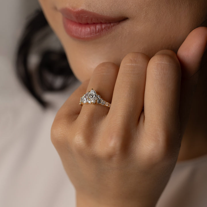 1.46 TCW Marquise, Round, Baguette, Pear & Asscher EF-VVS Diamond Cluster Wedding Band