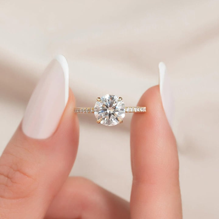 1.0-3.0 CT Round  Lab Grown Diamond Pave Setting Engagement Ring
