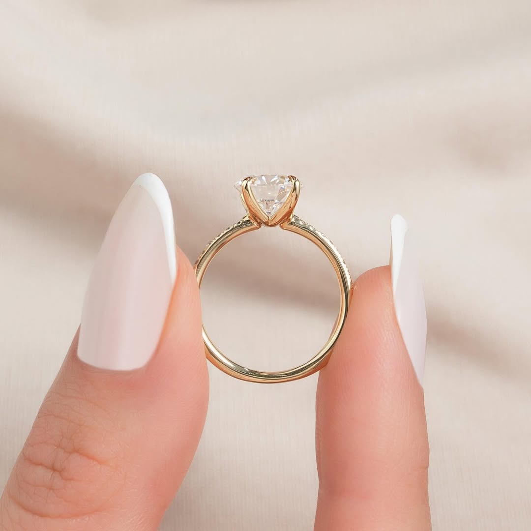 1.0-3.0 CT Round  Lab Grown Diamond Pave Setting Engagement Ring