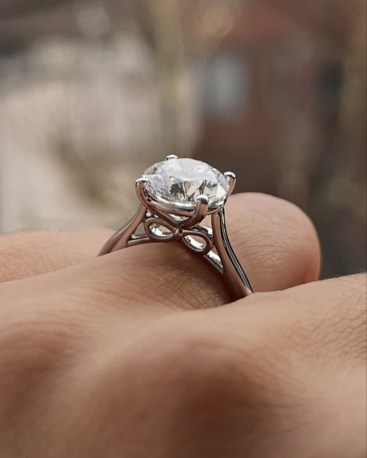 2.0-4.0 CT Round  Lab Grown Diamond Cathedral Engagement Ring