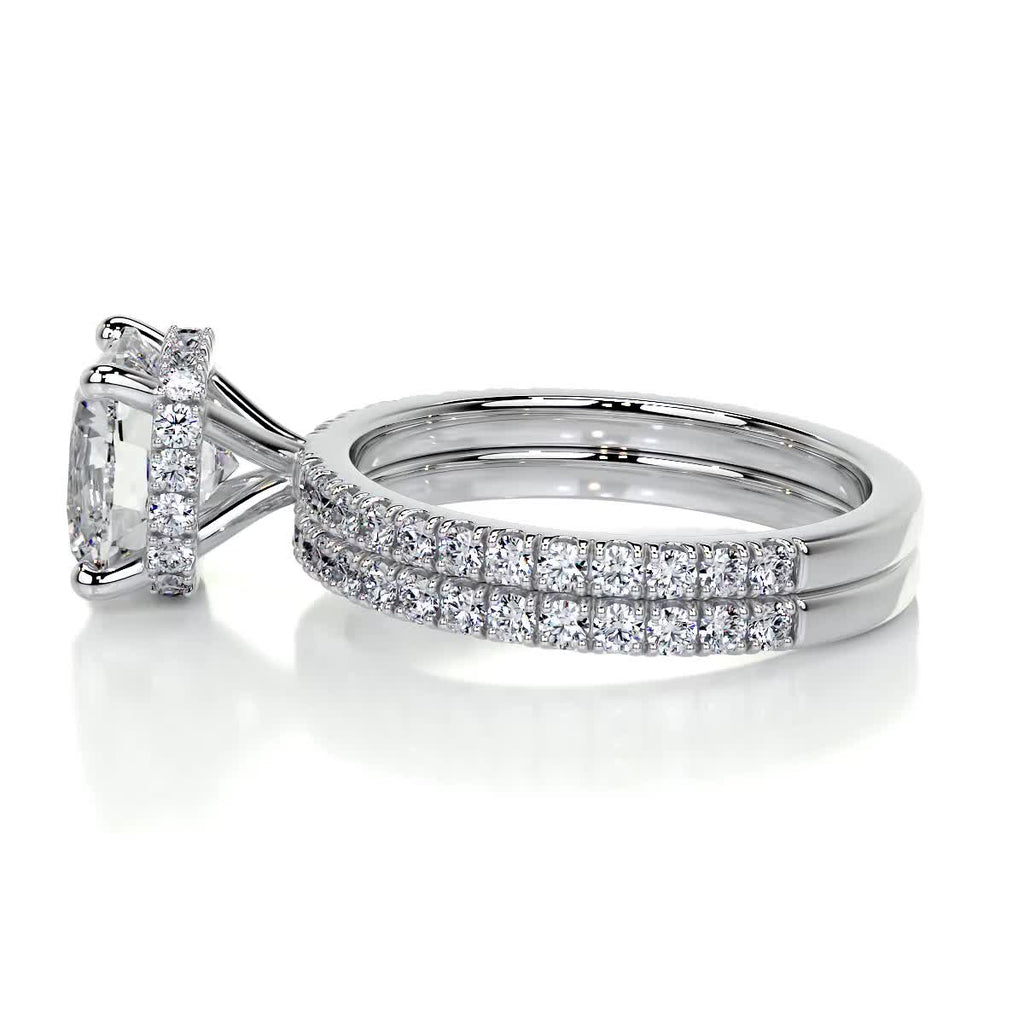 2.0 CT Cushion Hidden Halo & Pave F-VS CVD  Diamond Bridal Set
