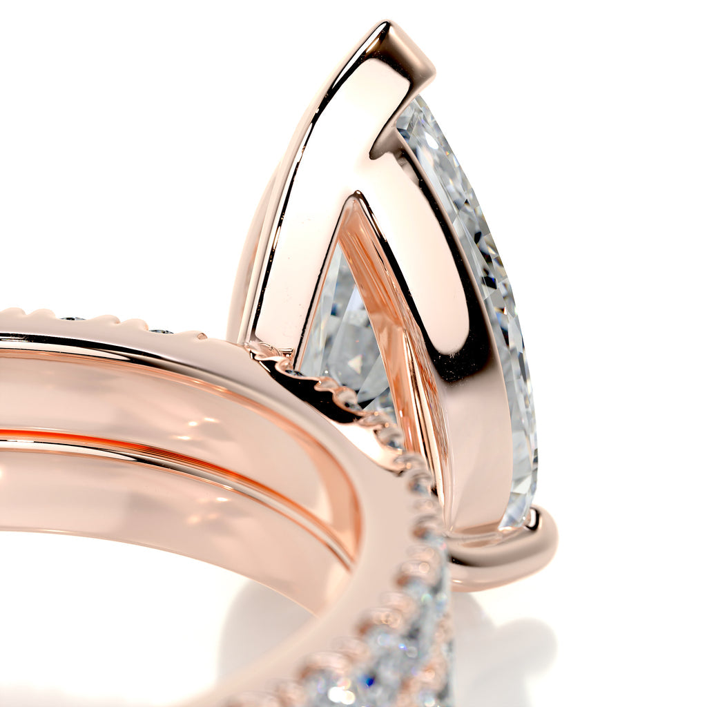 2.0 CT Pear Solitaire & Pave F-VS CVD Diamond Bridal Set