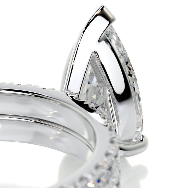 2.0 CT Pear Solitaire & Pave F-VS CVD Diamond Bridal Set