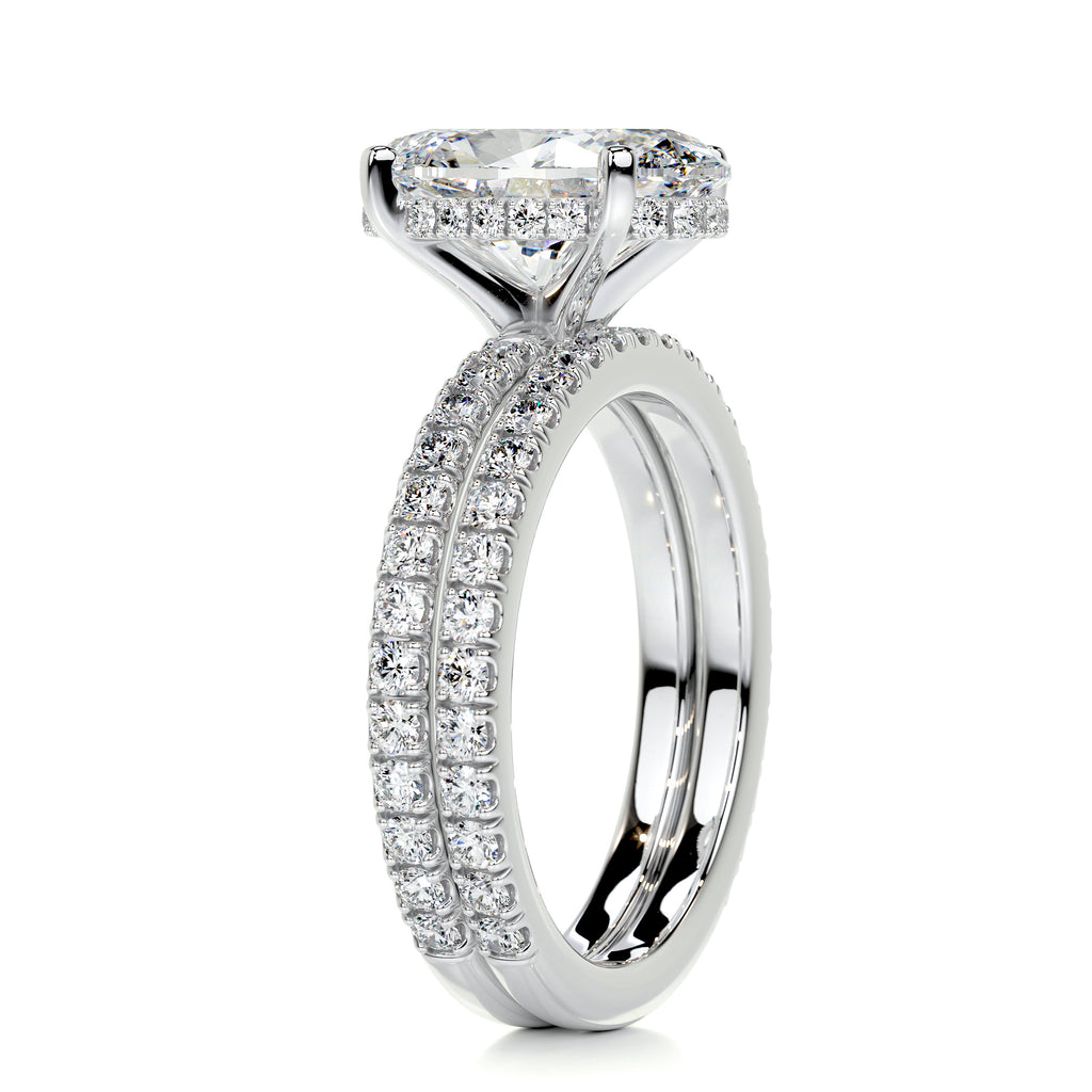 3.0 CT Oval Hidden Halo & Pave F-VS Loose Diamond Bridal Set